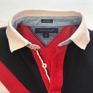Tommy Hilfigerpolo shirt red white blue striped retro vintage boys M